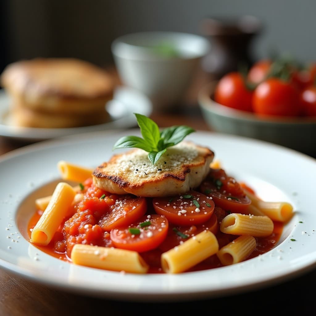 Pasta al Pomodoro con Pollo Grigliato e Insalata Mista