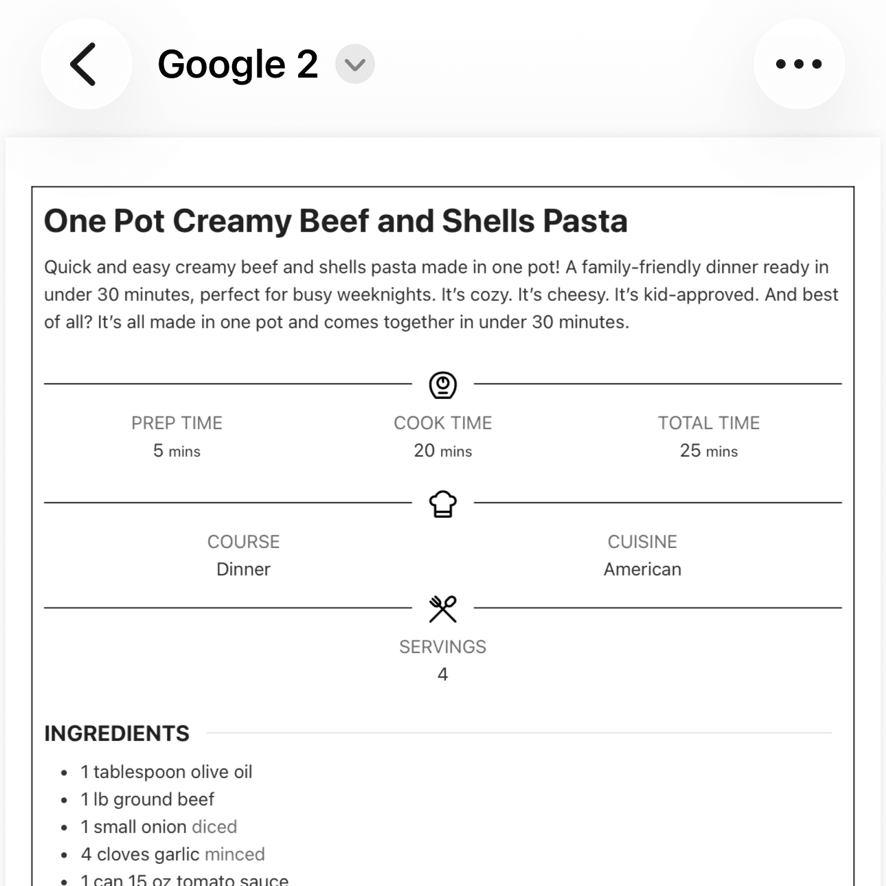 One Pot Creamy Beef and Shells Pasta - Image 1 of 2